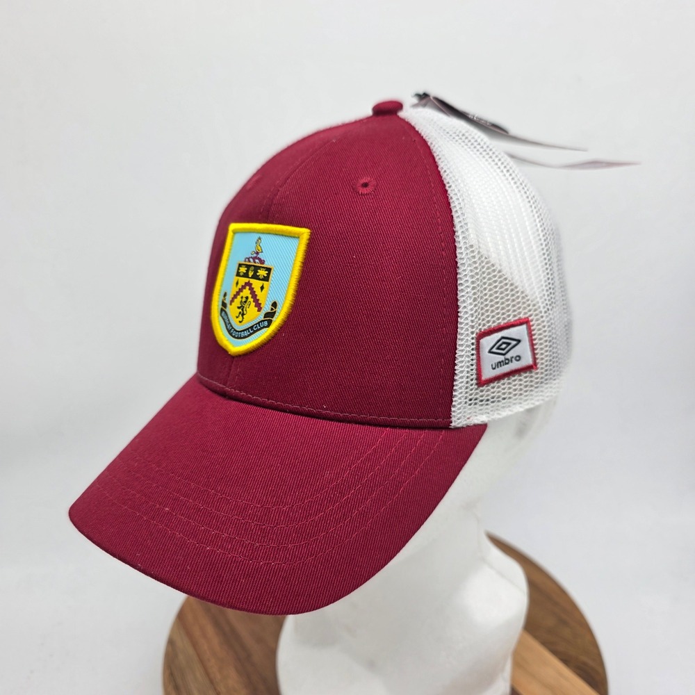 Umbro Burnley FC Trucker Cap Men's Claret White Soccer Hat Snapback Football NWT